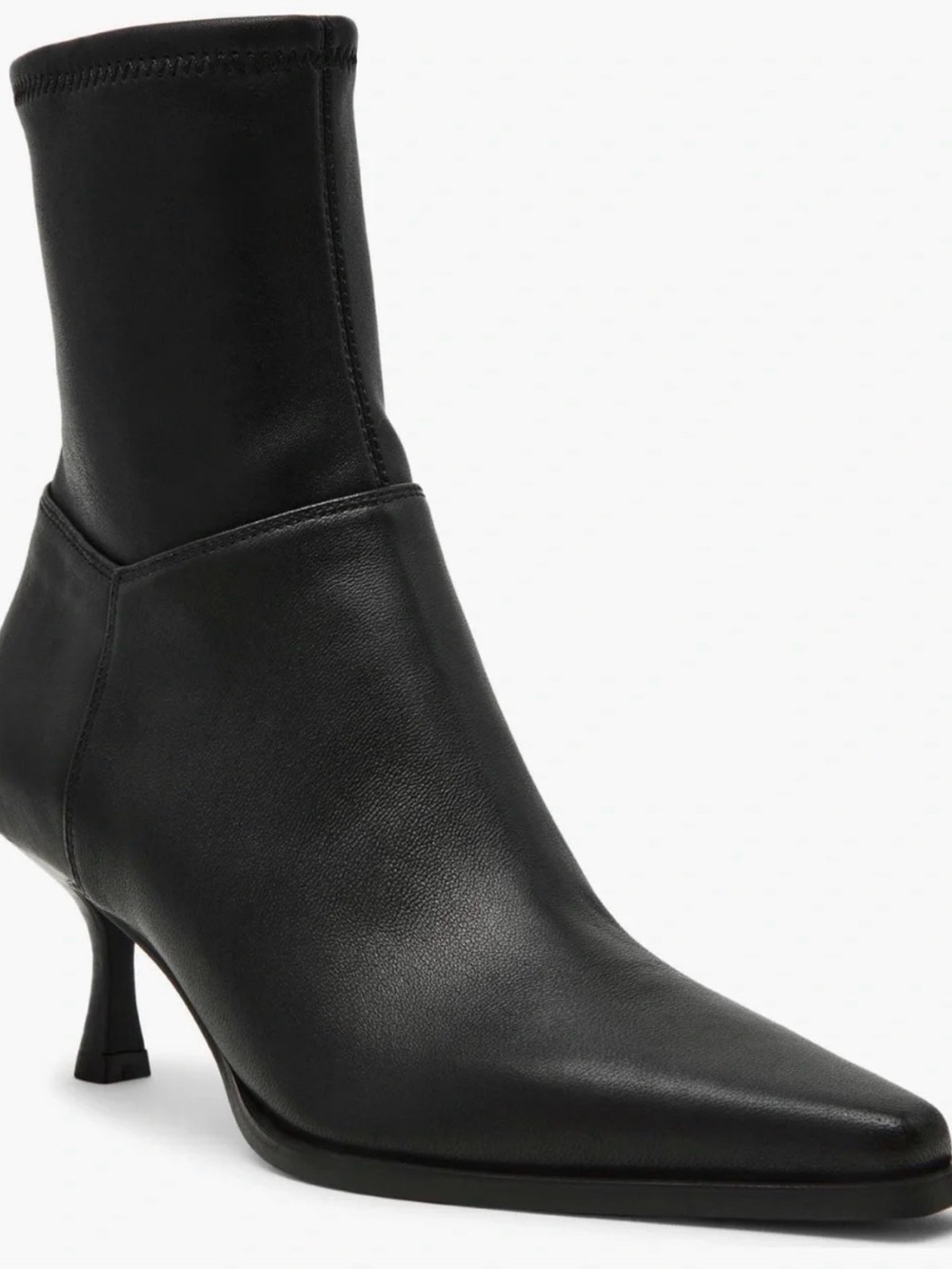 Steve Madden STASIA Black Pointed-Toe Kitten Heel Ankle Boots